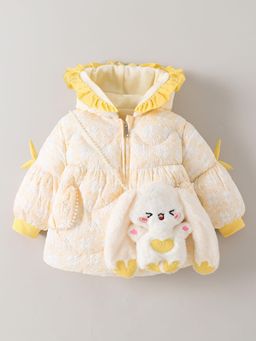 Hopscotch - Floral Hooded Puffer Jacket with Handbag