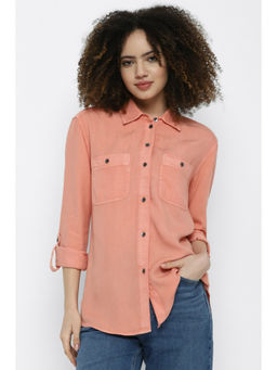 American Eagle - Women Orange Button Up Shirt