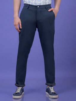 CRIMSOUNE CLUB - Men Navy Blue Knitted Trouser