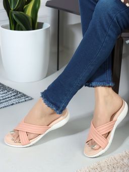 Carlton London - Peach Slip-On Casual Women Sandals