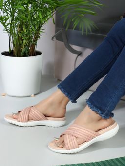 Carlton London - Peach Slip-On Casual Women Sandals