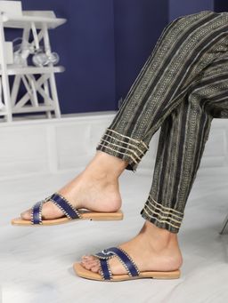 Carlton London - Navy Slip-On Party Women Flats