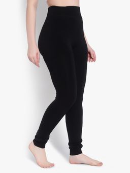 BRACHY - Women Black Winter High Waist Warm Tight Solid Thermal Stockings