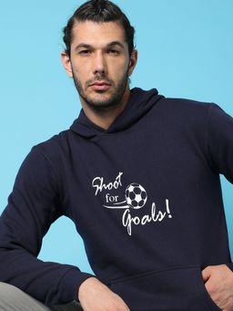 Campus Sutra - Men Typographic Print Hooded Sweatshirt