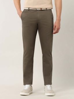 Arrow Sports - Men Brown Dobby Weave Slim Fit Trouser