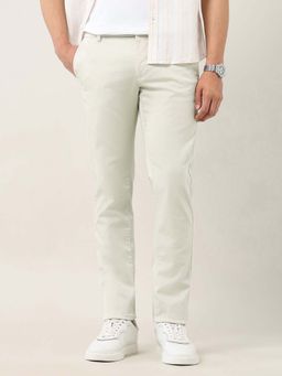 Arrow Sports - Men Off White Slim Fit Satin Trouser