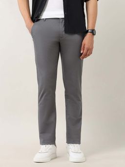 Arrow Sports - Men Grey Satin Slim Fit Trouser