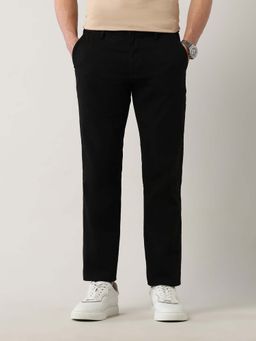 Arrow Sports - Men Black Slim Fit Mid Rise Trouser
