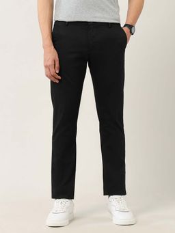 Arrow Sports - Men Black Dobby Weave Slim Fit Trouser