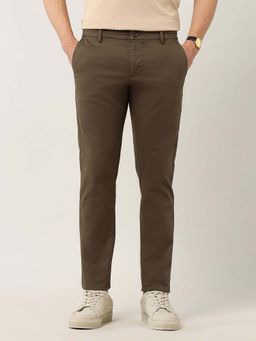 Arrow Sports - Men Brown Slim Fit Dobby Weave Trouser