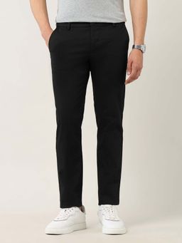 Arrow Sports - Men Black Slim Fit Dobby Weave Trouser