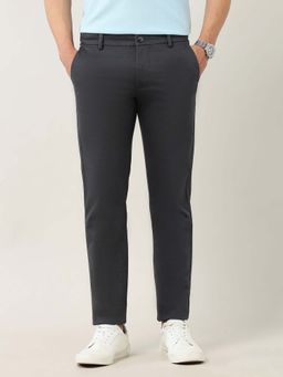 Arrow Sports - Men Grey Slim Fit Dobby Weave Trouser