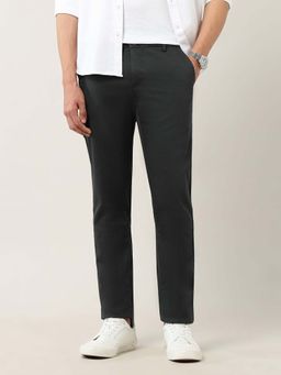 Arrow Sports - Men Grey Slim Fit Dobby Weave Trouser