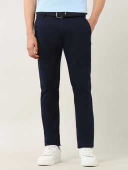 Arrow Sports - Men Blue Slim Fit Dobby Weave Trouser