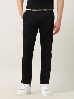 Arrow Sports - Men Black Slim Fit Dobby Weave Trouser
