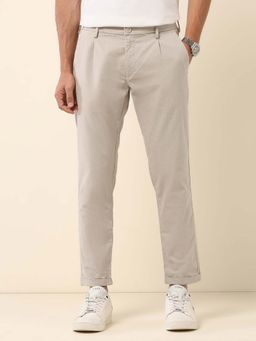 U.S. POLO ASSN. - Men Beige Henry Tailored Fit Striped Trouser