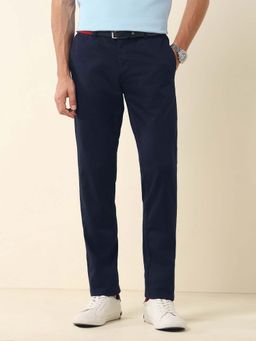 U.S. POLO ASSN. - Men Navy Blue Austin Slim Fit Satin Trouser