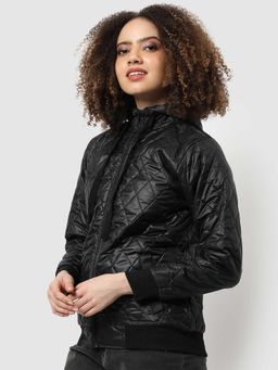 Campus Sutra - Women Black Quilted Jacket