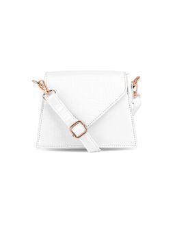 London Rag - White Mini Envelope Croc Sling Bag
