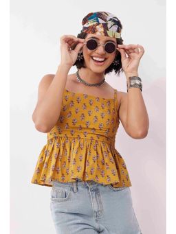 Biba - Yellow Cotton Tiered Top
