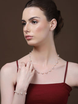 Dugran By Dugristyle - Pink and Grey Adjustable Bracelet with Pearls and Natural Stones