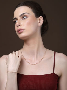 Dugran By Dugristyle - White and Gold Adjustable Bracelet with Pearls and Natural Stones