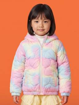 Nautinati - Multi-Color Regular Fit Ombre Heart Quilted Hooded Puffer Jacket