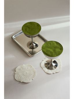 H&M - White 4-pack embroidery-detail coasters