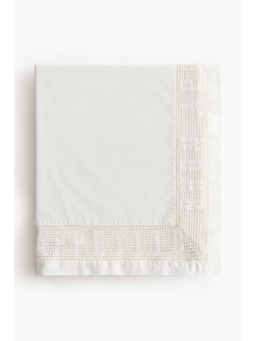 H&M - White Lace-trimmed cotton tablecloth
