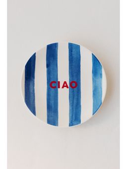 H&M - Blue Text-motif porcelain medium plate