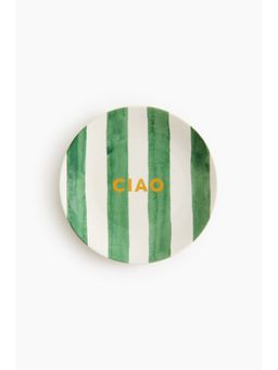 H&M - Green Text-motif porcelain medium plate