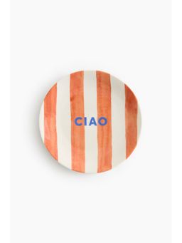 H&M - Orange Text-motif porcelain medium plate