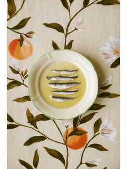 H&M - Beige Patterned linen-blend tablecloth