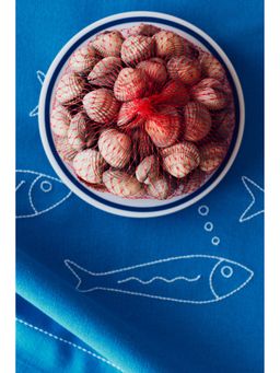 H&M - Blue Embroidery-motif linen-blend table runner