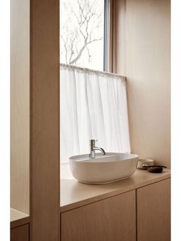 H&M - White Linen-blend caf curtain