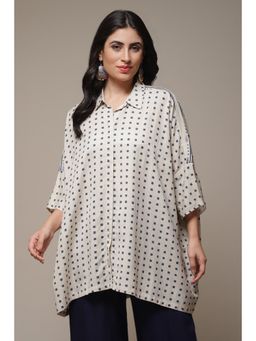 Biba - Womens Off White Printed Rayon Top