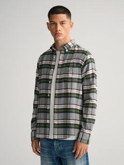 GANT - Men Grey Checked Regular Fit Shirt