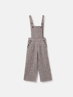 Blue Giraffe - Girls Black Self Design Shoulder Straps Sleeveless Dungaree