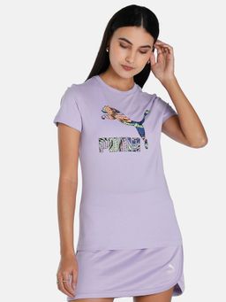 Puma - Classics Logo Infill Womens Purple T-shirt
