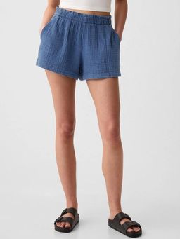 GAP - Women's Textured Elastic Waist Shorts - Blue