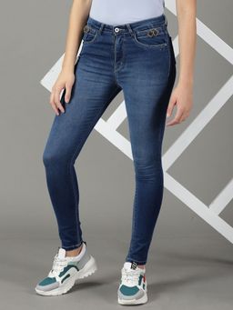 SHOWOFF - Women's Stretchable Clean Look Navy Blue Slim Fit Jeans