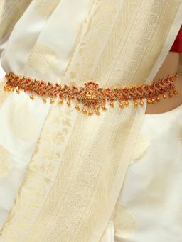 Accessher - Traditional Gold Plated Temple Jewellery with Goddess Lakshmi Waist Belt