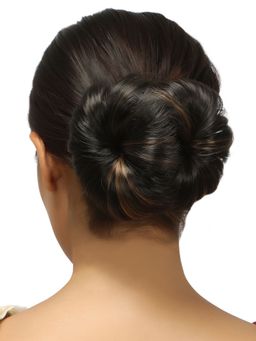Accessher - Black Colour Hair Bun Extension Wig with Large Black Clutcher