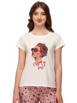 SOIE - Women's Soft Cotton Modal Lounge T-shirt Off White