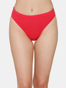Zivame - Low Rise Cotton Thong - Raspberry - Red