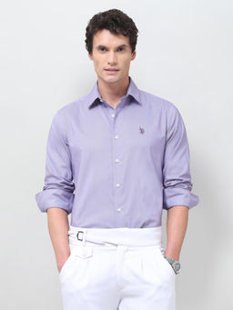 U.S. POLO ASSN. - Purple Self Design Dobby Regular Shirt