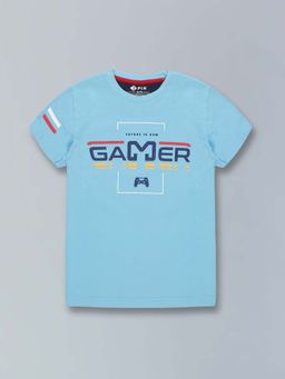 3PIN - Boys Blue Round Neck Half Sleeves T-Shirt