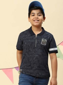 Monte Carlo - Boys Navy Blue Collar Neck Half Sleeves Polo T-Shirt