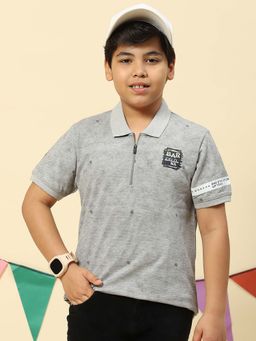 Monte Carlo - Boys Grey Collar Neck Half Sleeves Polo T-Shirt