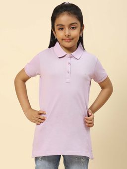 Monte Carlo - Girls Pink Collar Neck Half Sleeves Polo T-Shirt